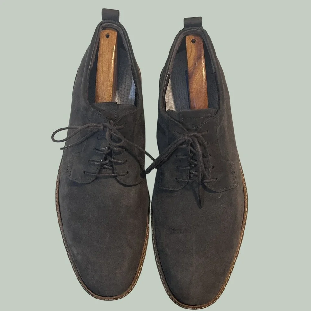 ECCO ST.1 Hybrid Lite Mens 13.5 Gray Nubuck Leather Derby Oxford Shoes EU 47
